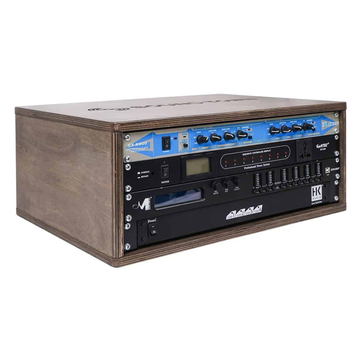 Sound Town DIY 4U Studio Rack con madera contrachapada de