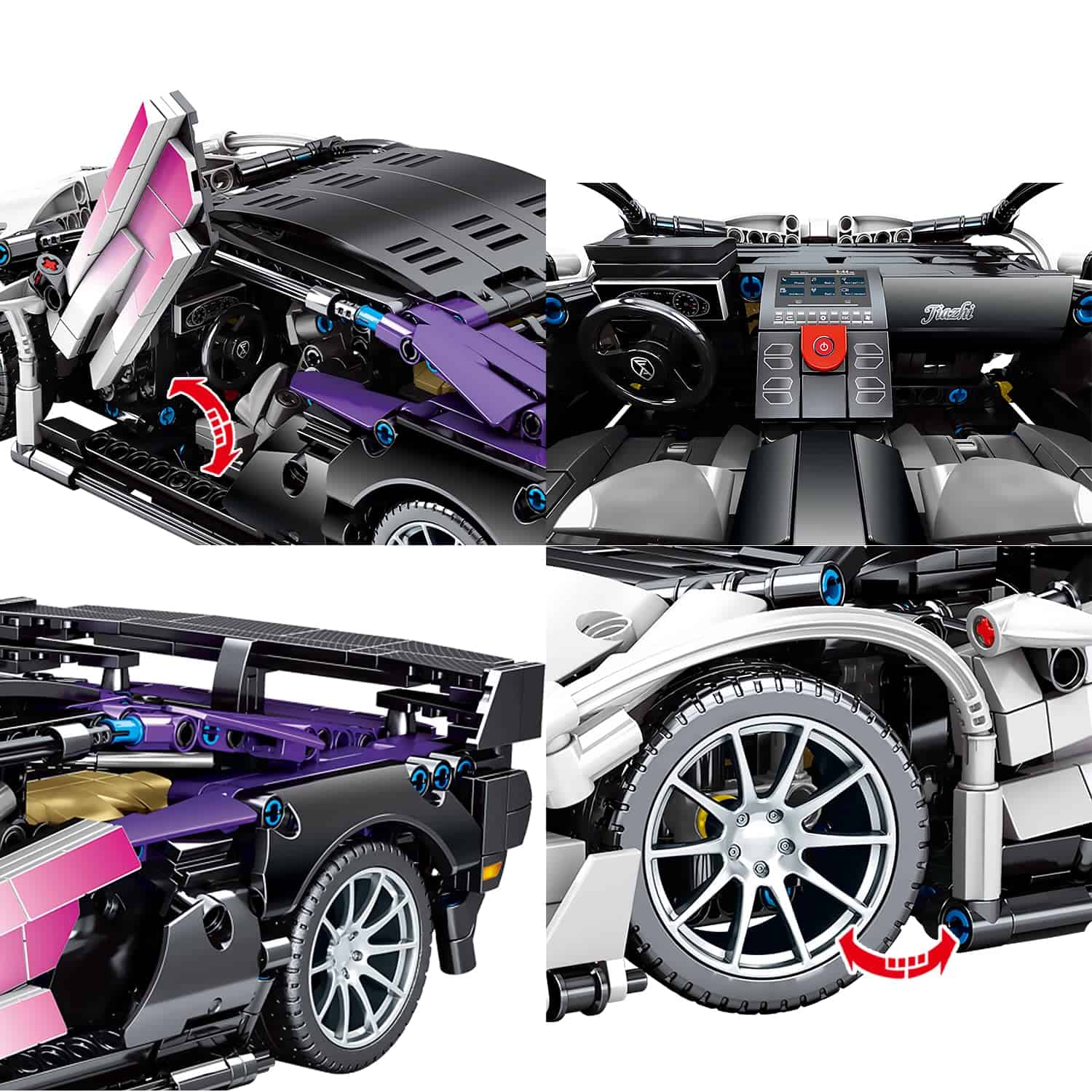 NEWRICE Super Sports Car Building Blocks Toys Adults,1:14 - Imagen 6