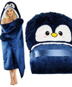 Manta con capucha wearable de pingüino para adultos - Súper