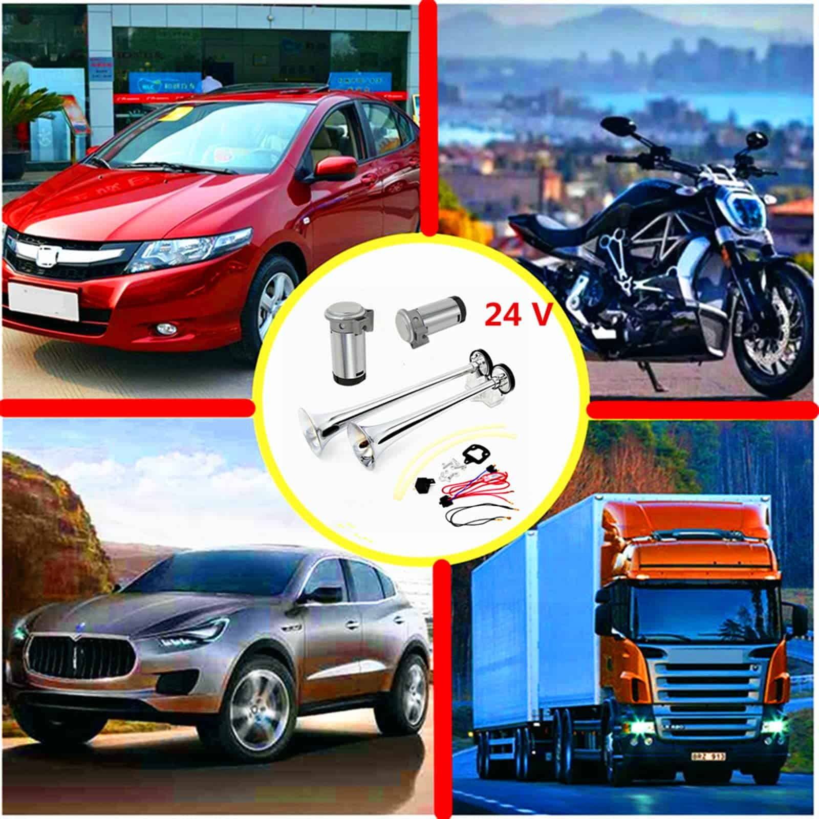 Claxon de auto YIYDA 165DB de tono alto y bajo 24V Doble - Imagen 7