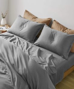 Juego de sábanas de color sólido Eikei Luxury -Gris Neutro