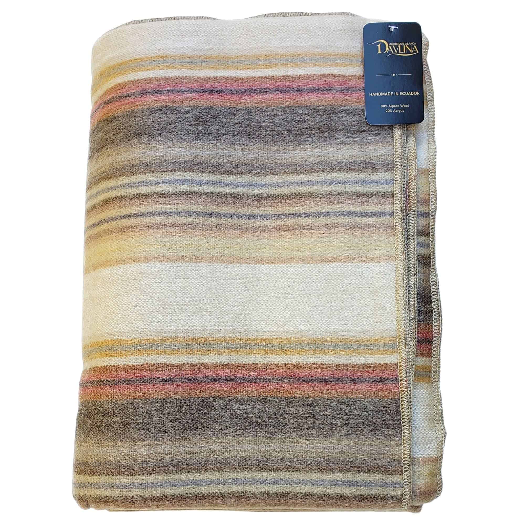 Manta de Lana de Alpaca DAVLINA | Súper -Beige Marrón Varico - Imagen 7