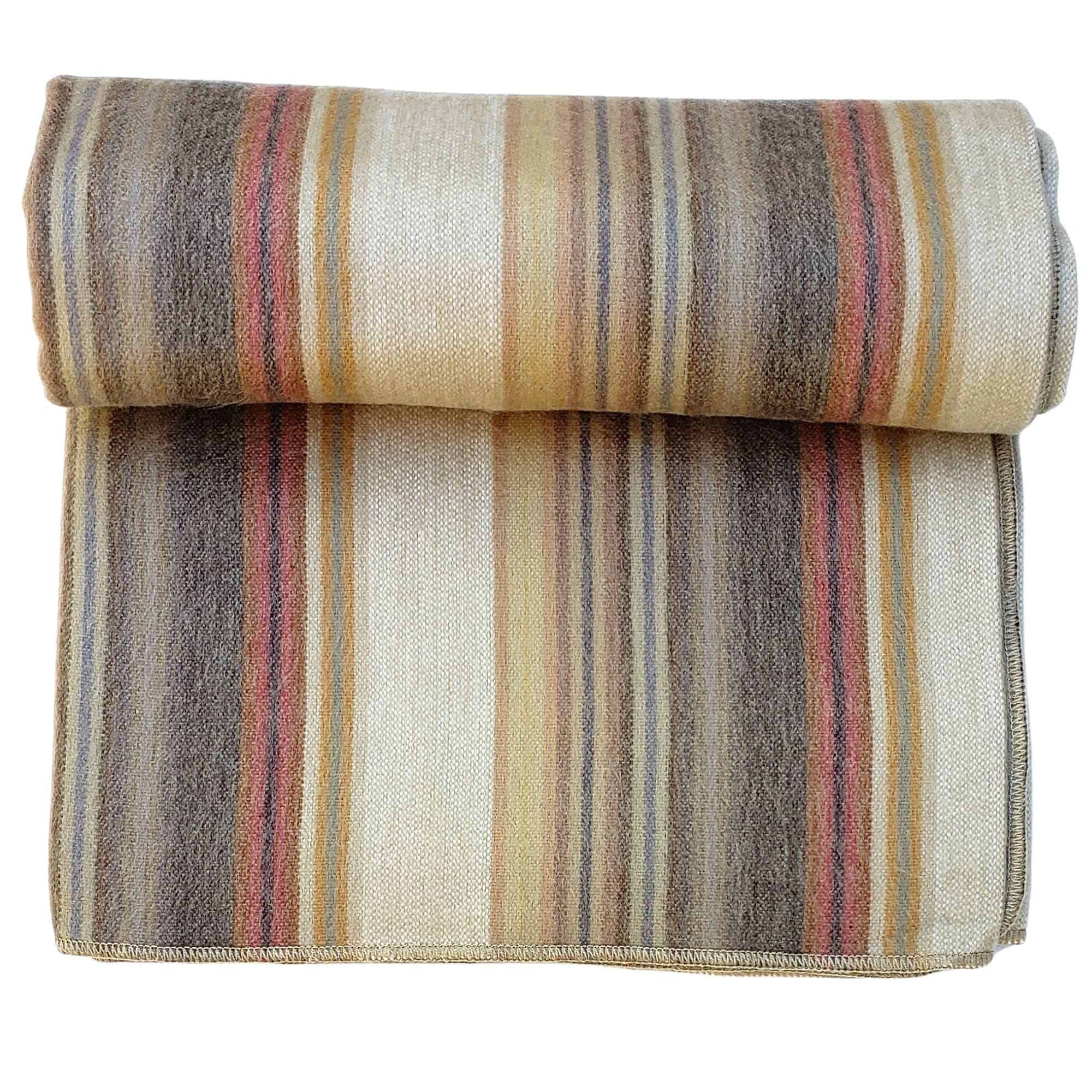 Manta de Lana de Alpaca DAVLINA | Súper -Beige Marrón Varico - Imagen 4