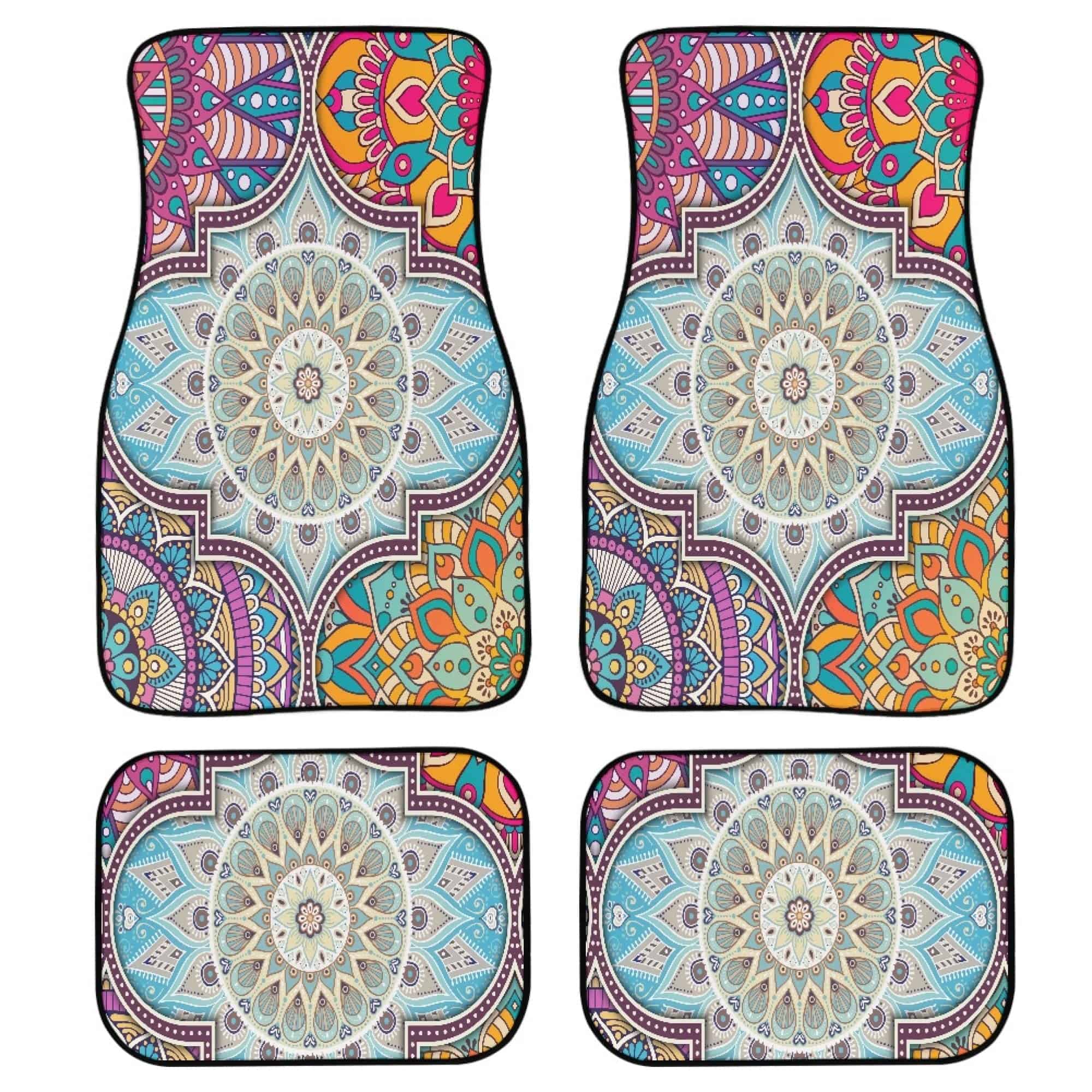 TOADDMOS Tapetes de Piso para Automóvil Bohemio Mandala