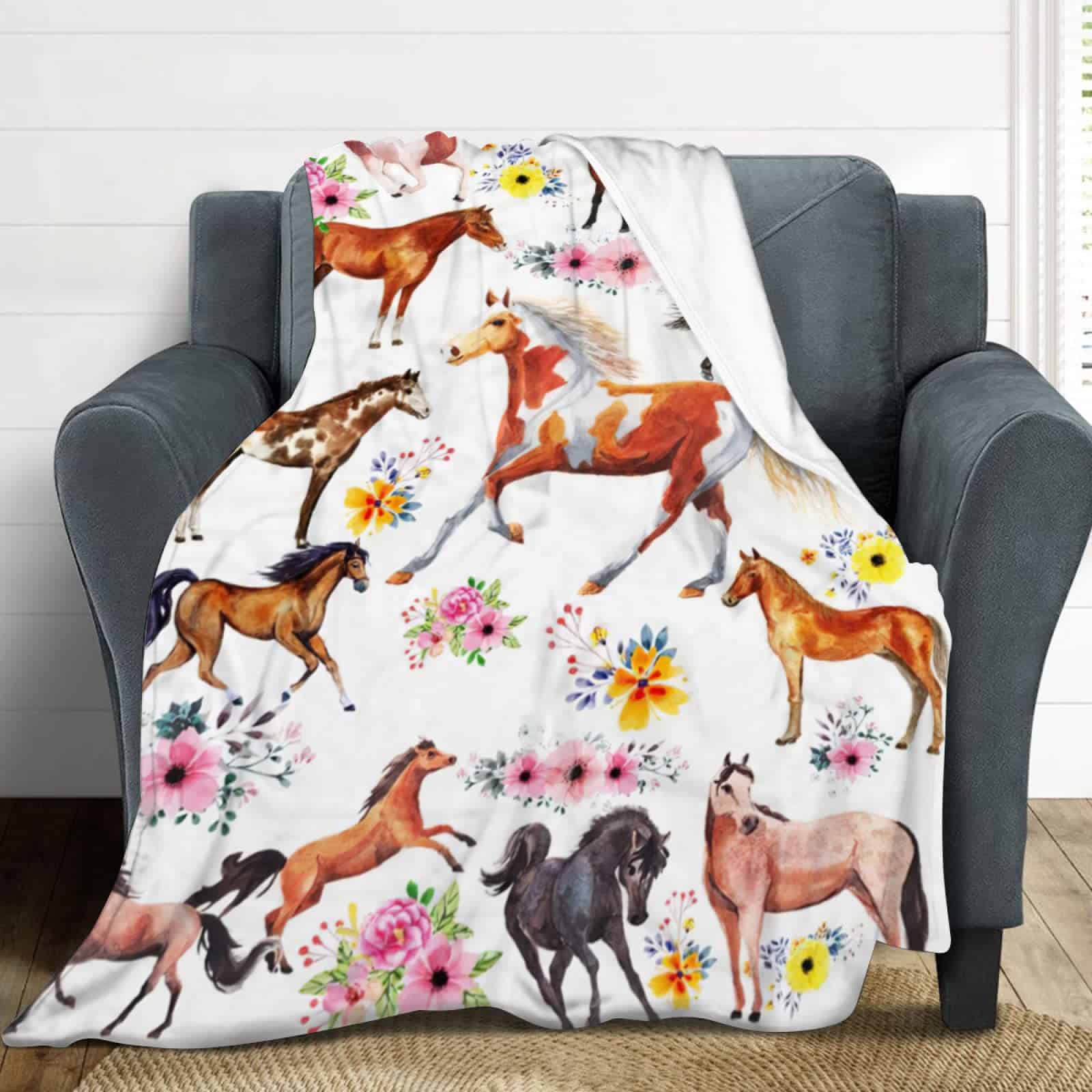 Manta de Caballos para Regalos para Niñas Mujeres Caballos - Imagen 5
