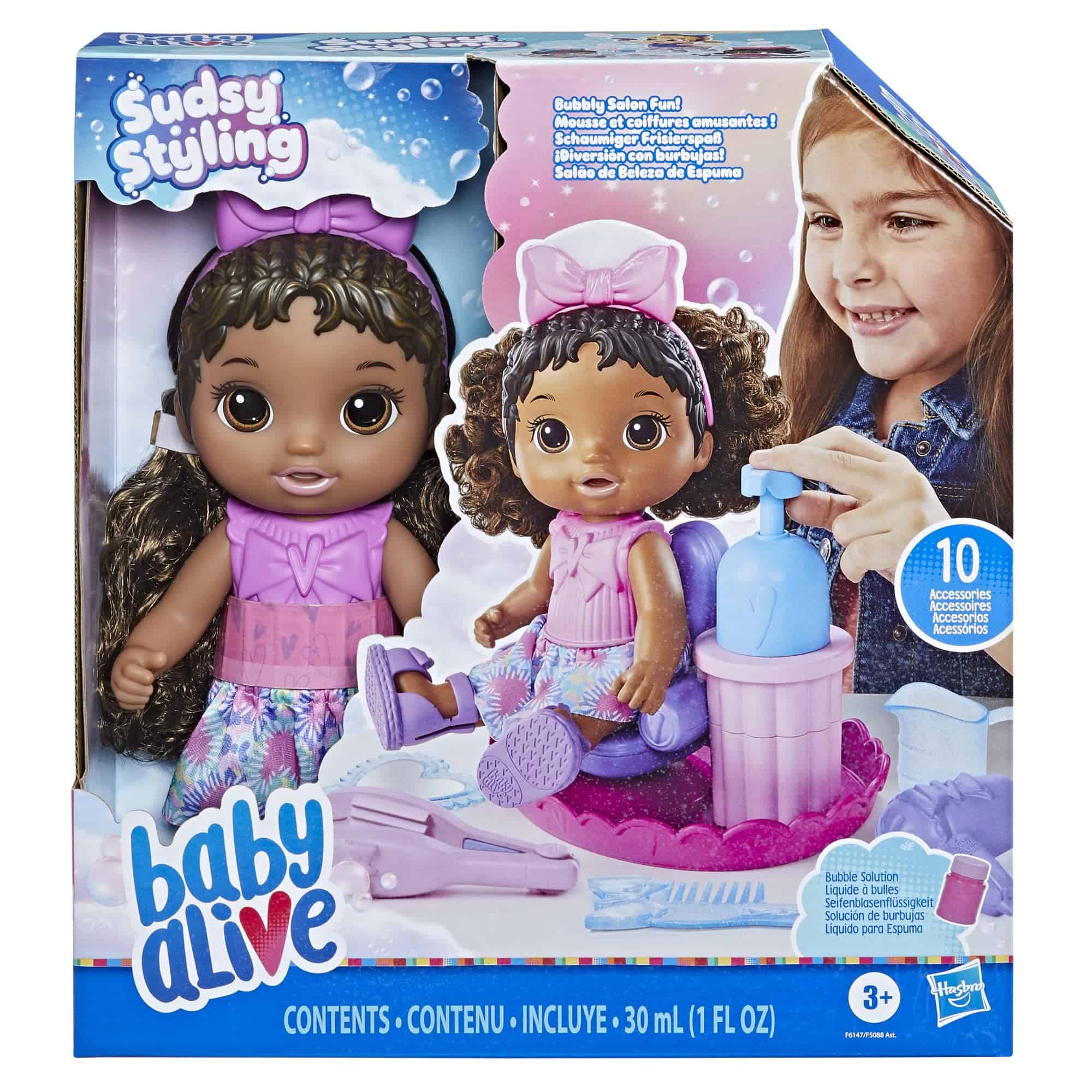 Muñeca Baby Alive Sudsy Styling, Cabello Negro, Incluye - Imagen 3