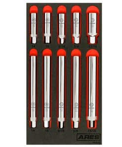 ARES 11025- Juego de 10 puntas de bujía profunda y estándar