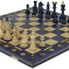 Hermoso Juego de Ajedrez de Madera Hecho a Mano -Azul