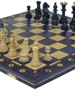 Hermoso Juego de Ajedrez de Madera Hecho a Mano -Azul