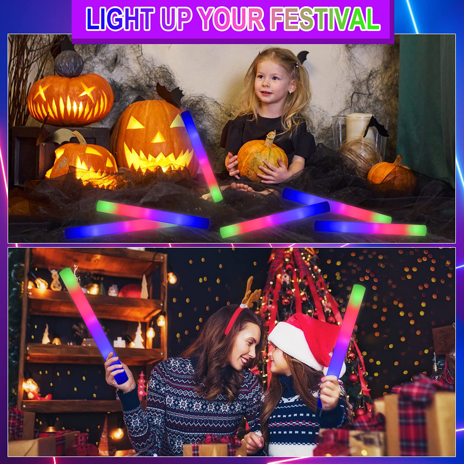 Glow Stick Bulk 102PCS Led Foam Glow Sticks - Palos de - Imagen 4