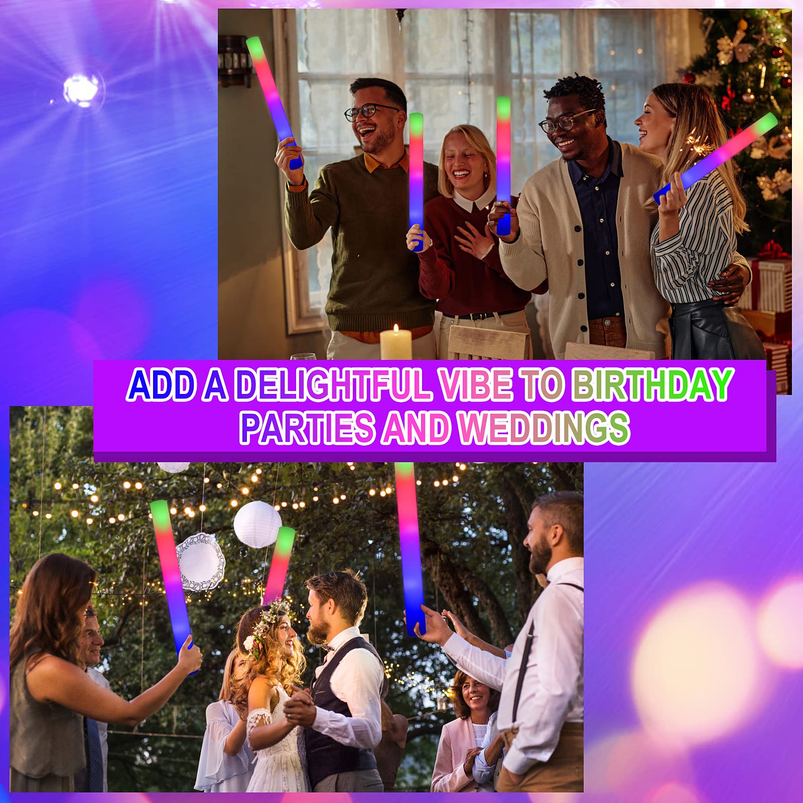 Glow Stick Bulk 102PCS Led Foam Glow Sticks - Palos de - Imagen 3