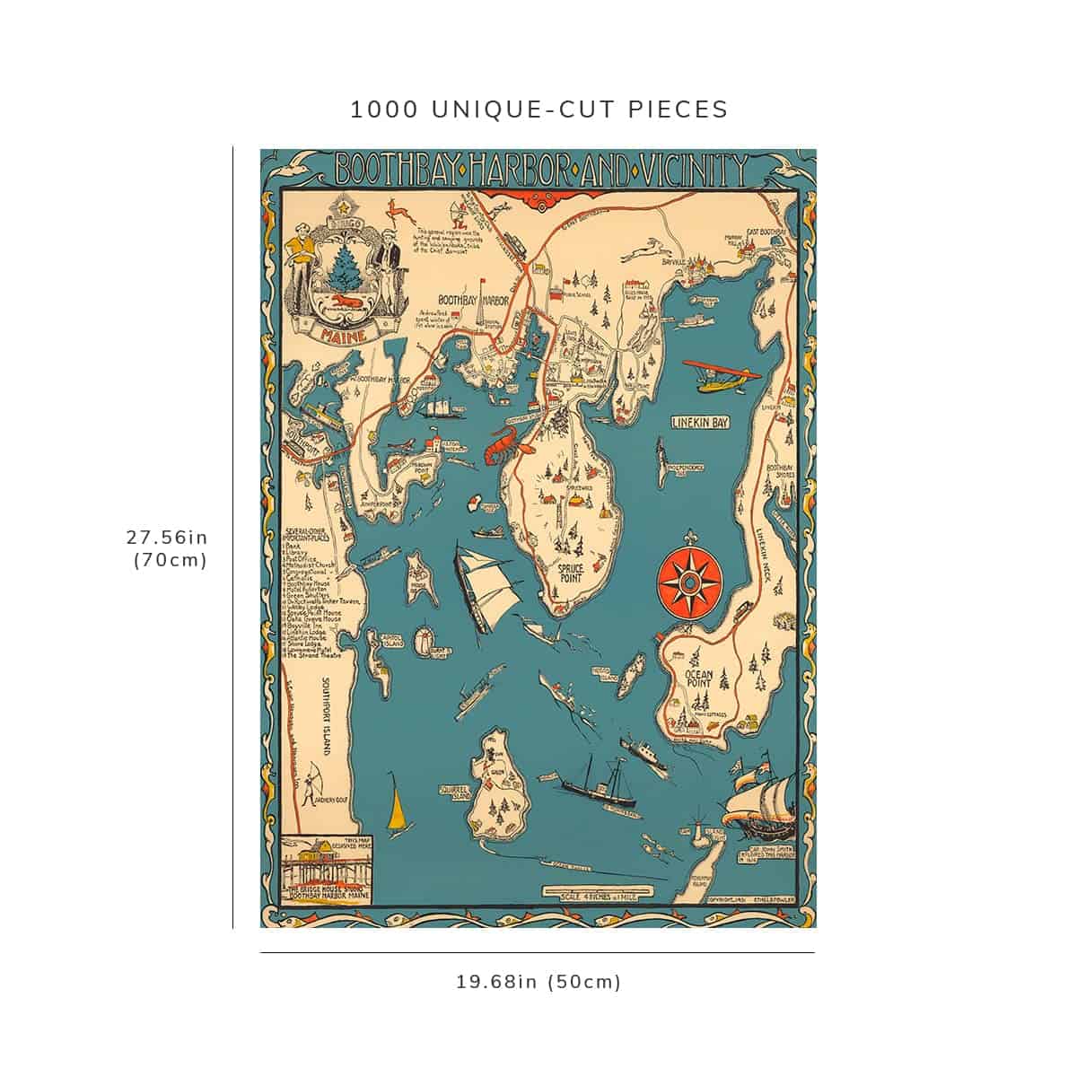 Rompecabezas de 1000 piezas | Mapa de Maine de 1931 | Bahía - Imagen 9