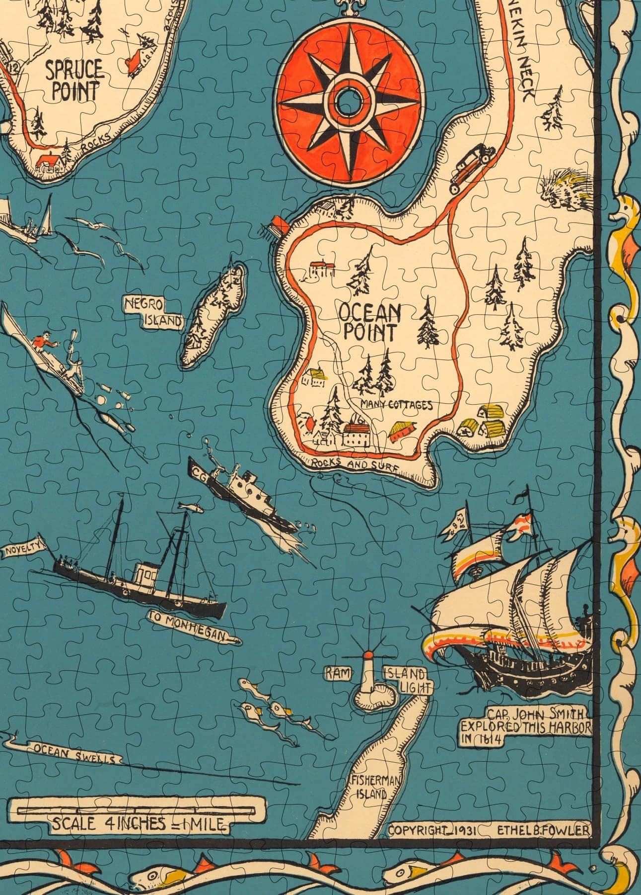 Rompecabezas de 1000 piezas | Mapa de Maine de 1931 | Bahía - Imagen 8