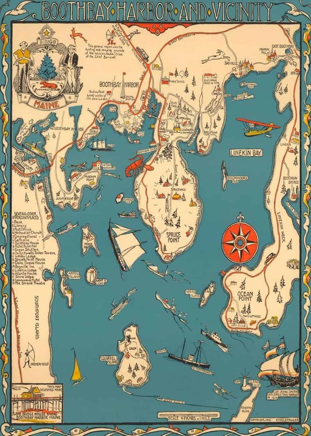 Rompecabezas de 1000 piezas | Mapa de Maine de 1931 | Bahía