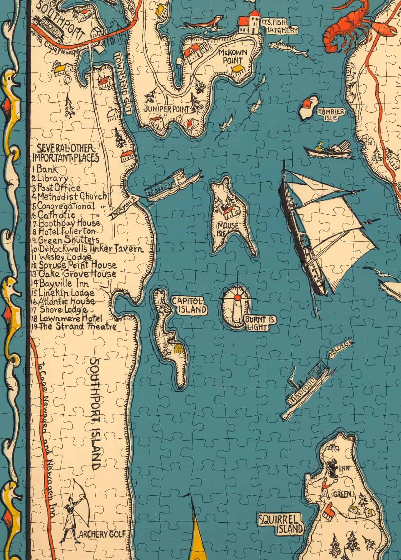 Rompecabezas de 1000 piezas | Mapa de Maine de 1931 | Bahía - Imagen 7