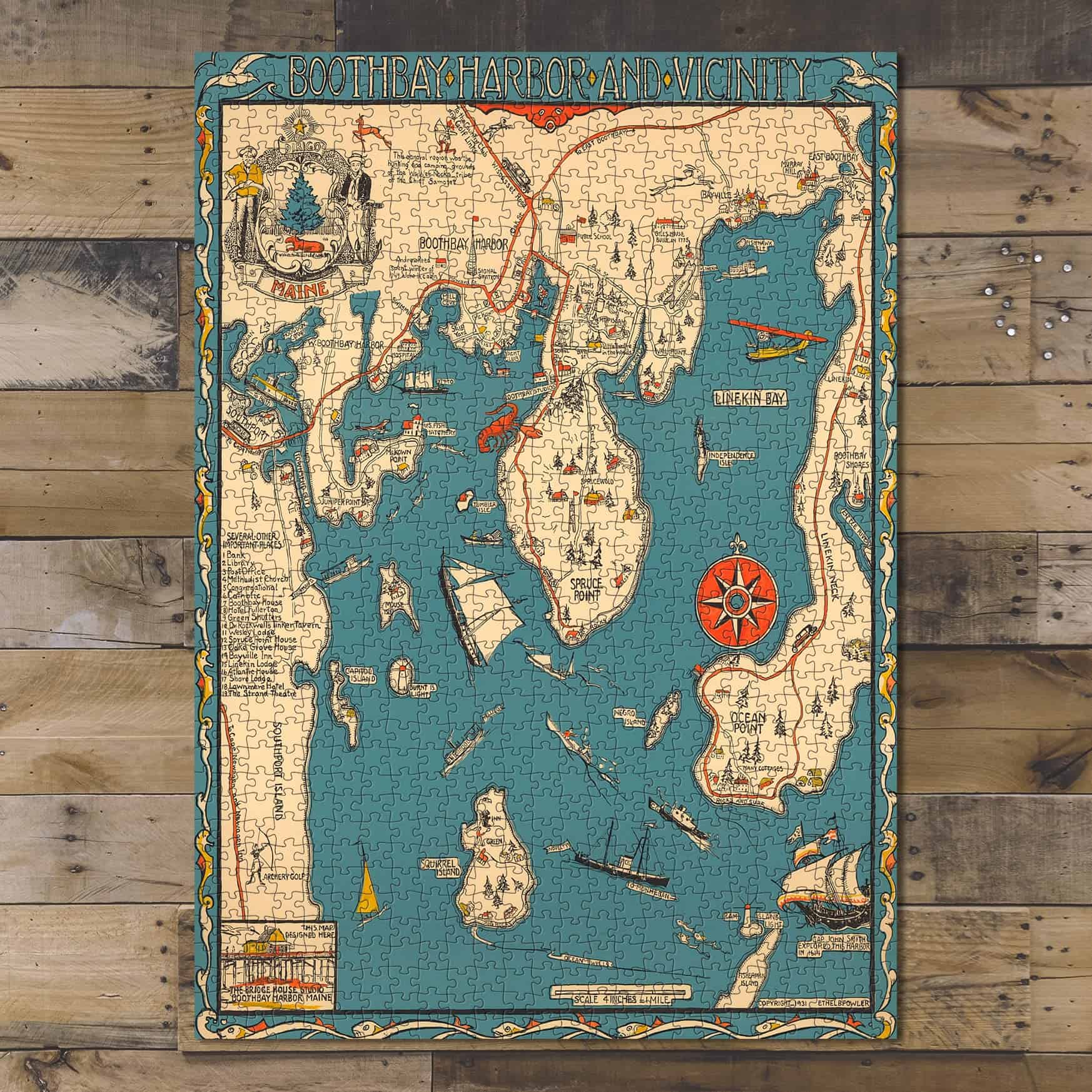 Rompecabezas de 1000 piezas | Mapa de Maine de 1931 | Bahía - Imagen 10