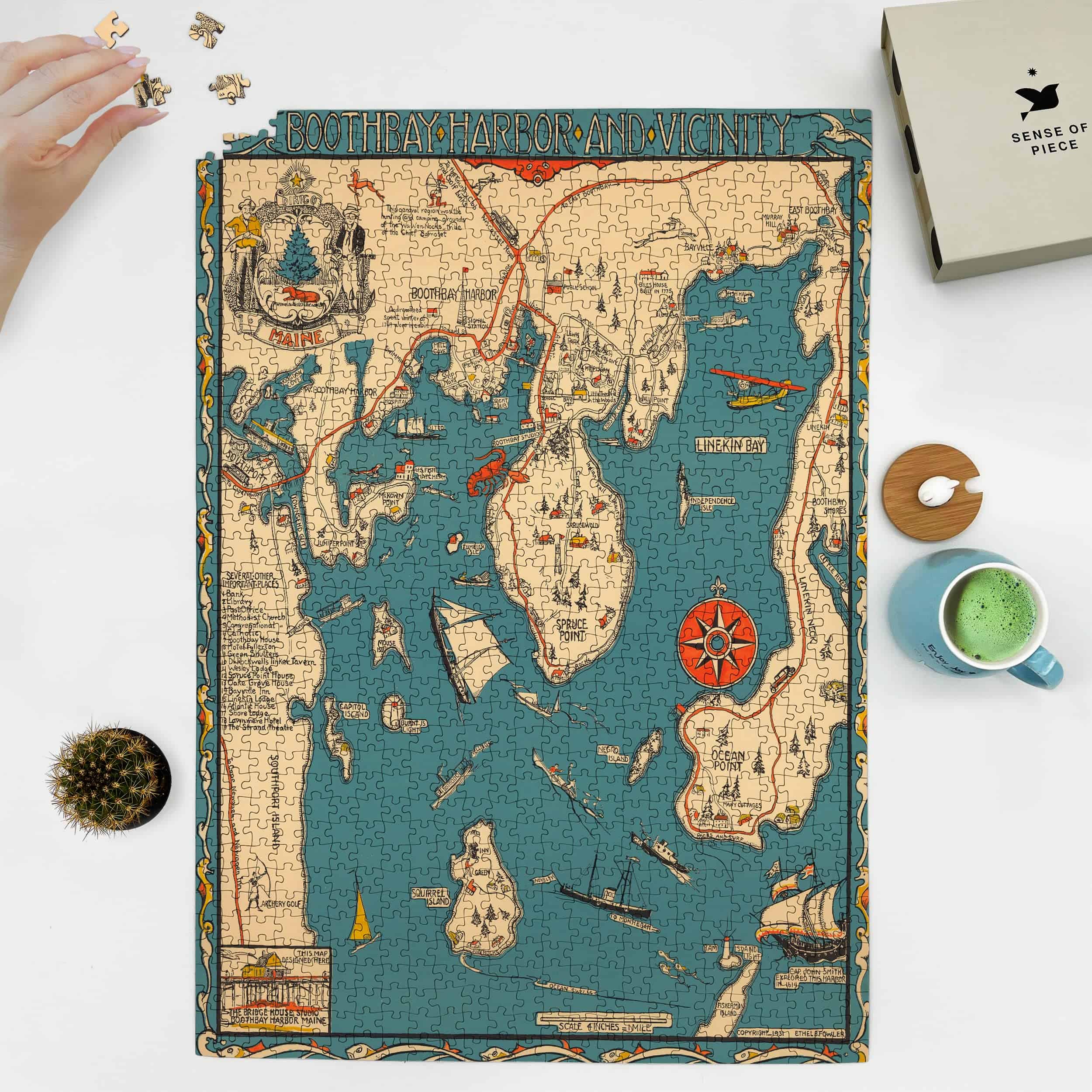 Rompecabezas de 1000 piezas | Mapa de Maine de 1931 | Bahía - Imagen 3