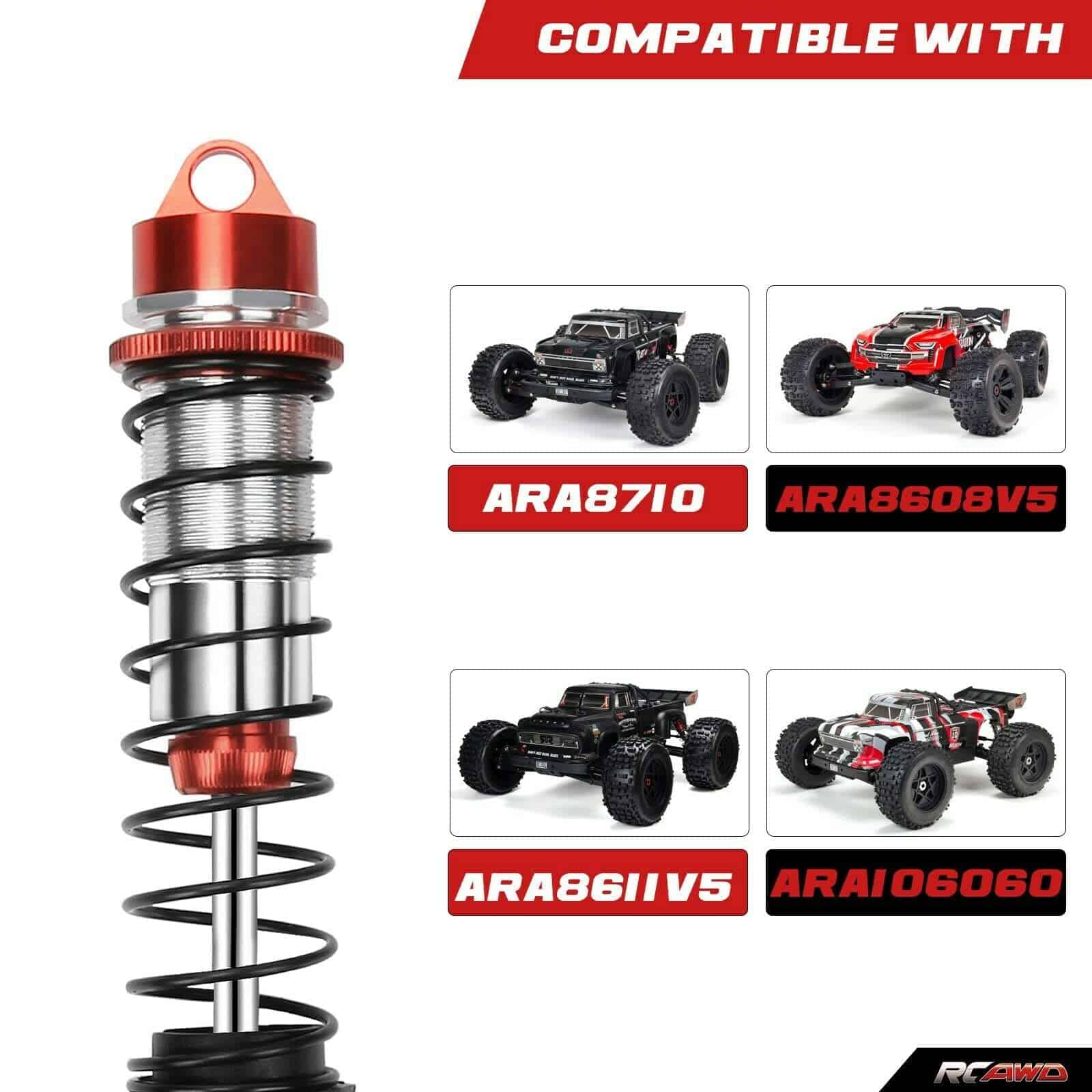 4x Amortiguador Amortiguador Delantero Trasero de Aleación - Imagen 8