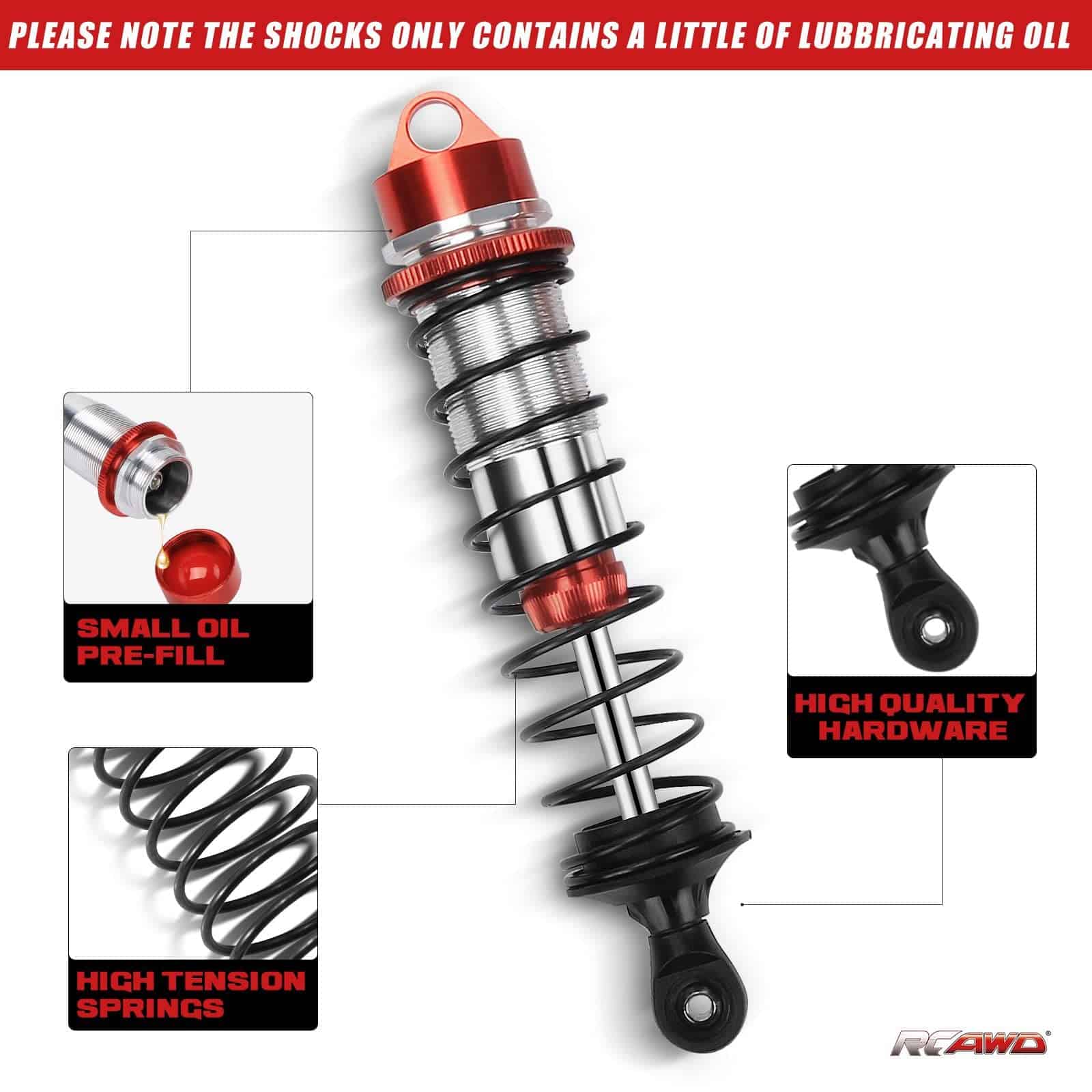 4x Amortiguador Amortiguador Delantero Trasero de Aleación - Imagen 6