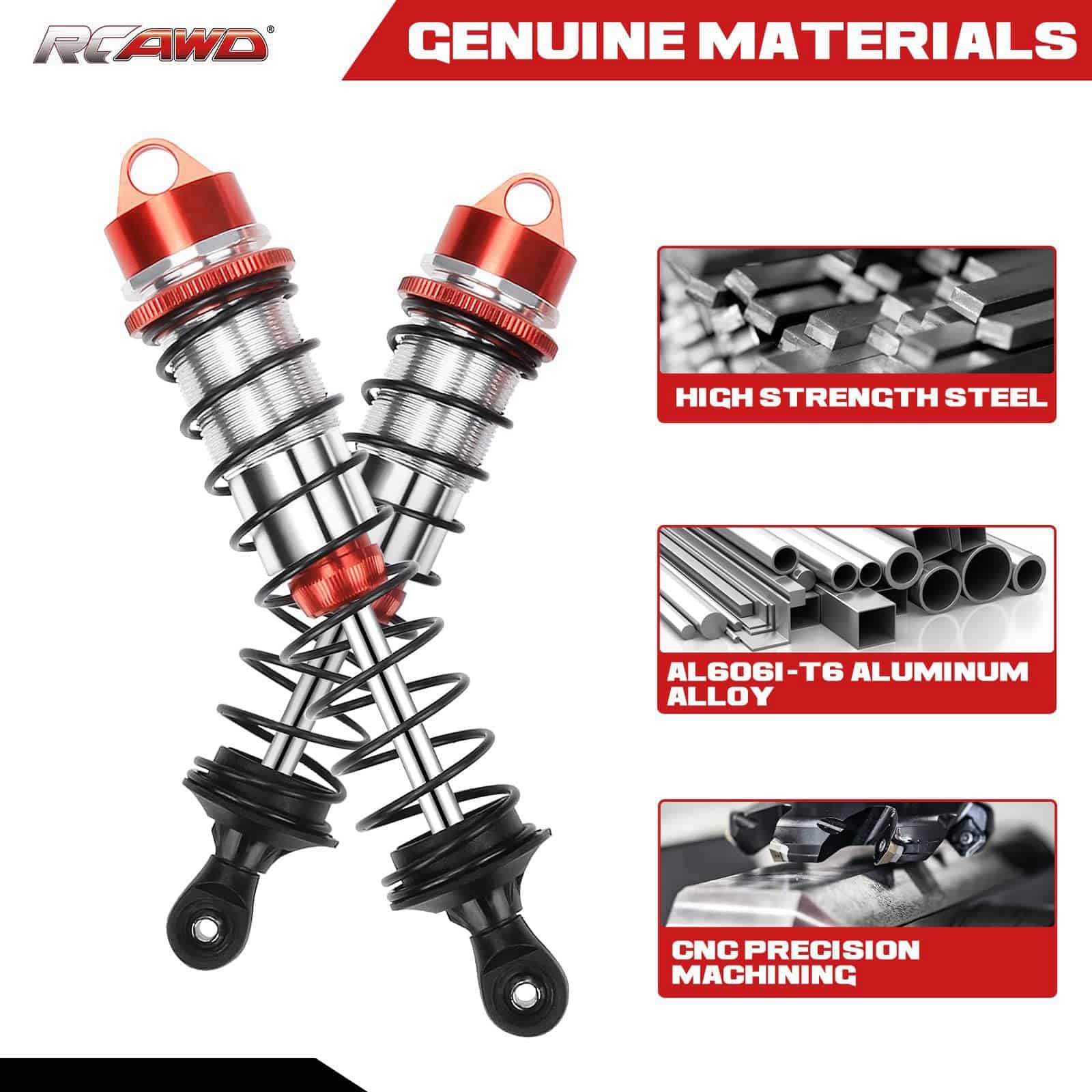 4x Amortiguador Amortiguador Delantero Trasero de Aleación - Imagen 5