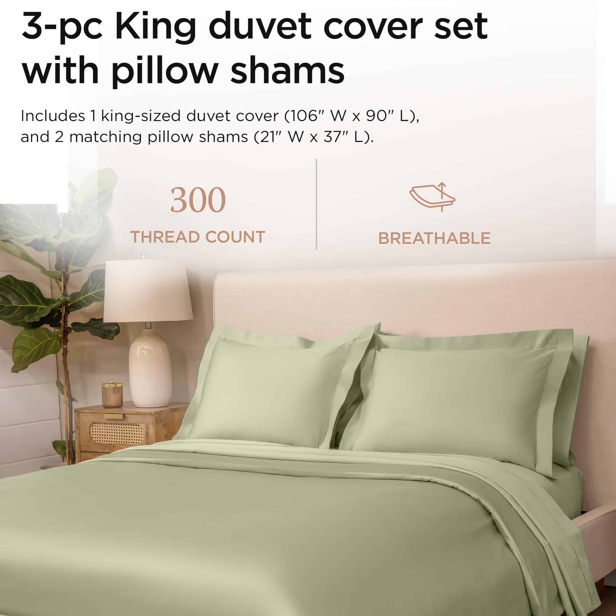 Juego de Funda nórdica tamaño King en Color Verde Salvia - Imagen 3