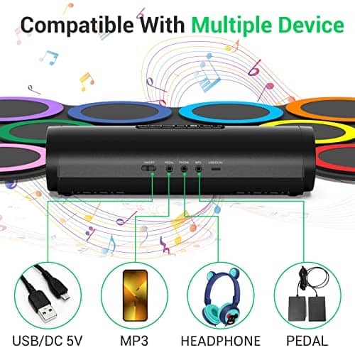 Set de Batería Eléctrica ROCKSOCKI 9-Pad con Auriculares, - Imagen 8