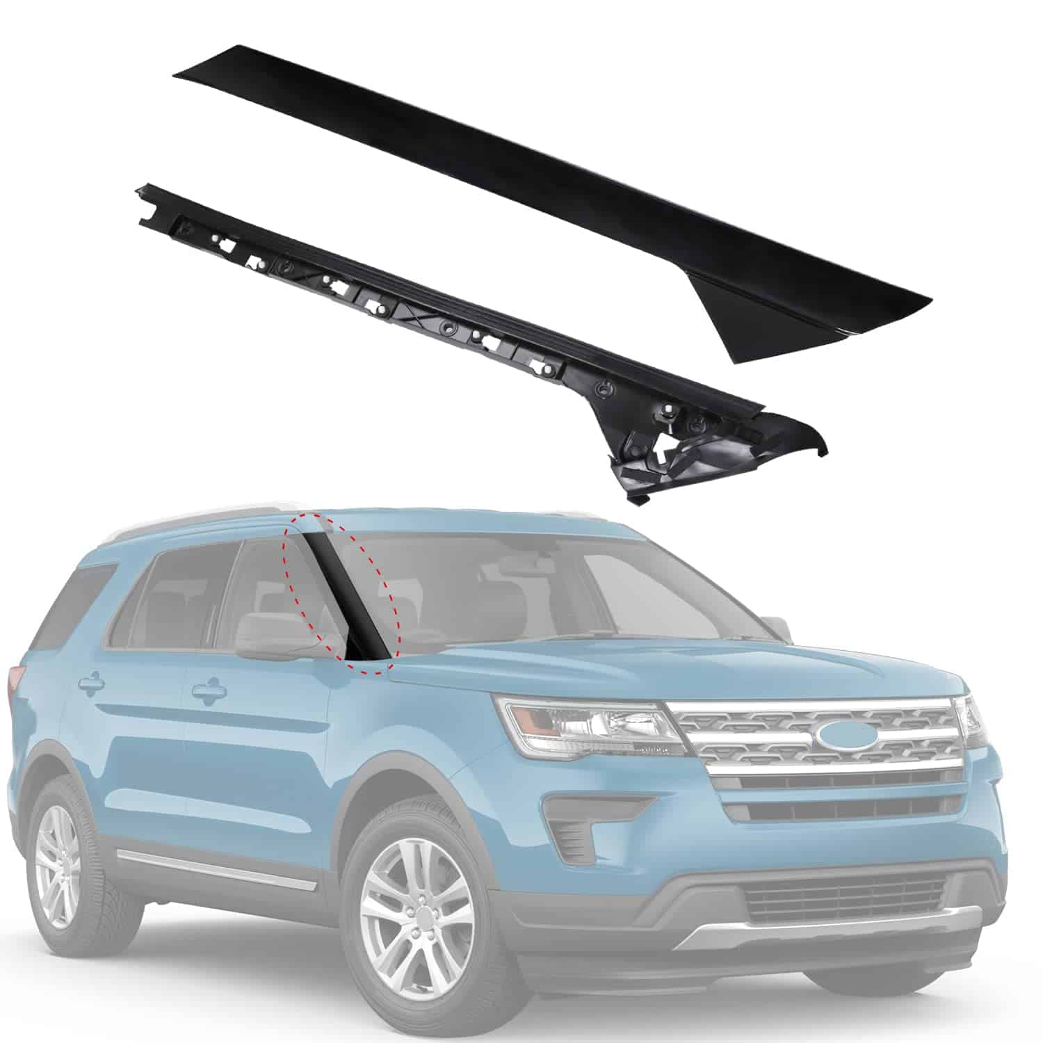 CARMOCAR Moldura de Parabrisas Columna A Frontal Derecha