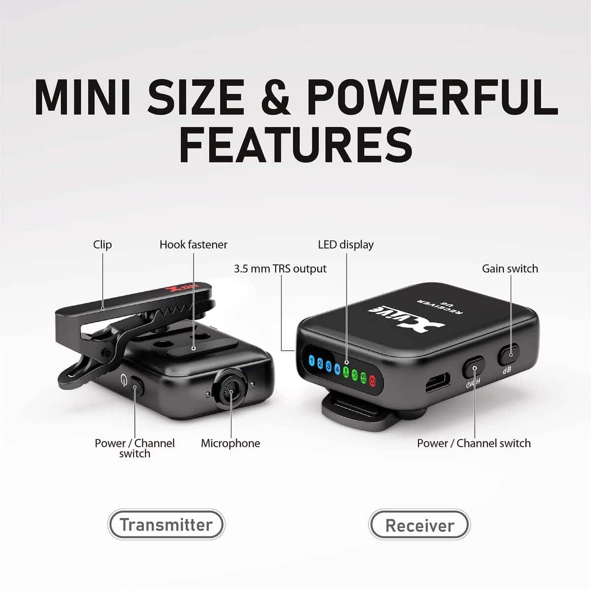 Sistema de micrófono inalámbrico Xvive U6 para cámara DSLR, - Imagen 3