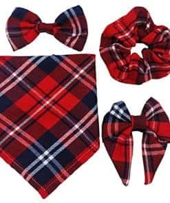 Conjunto de 4 Bandanas para Perros con Moños y Scrunchies