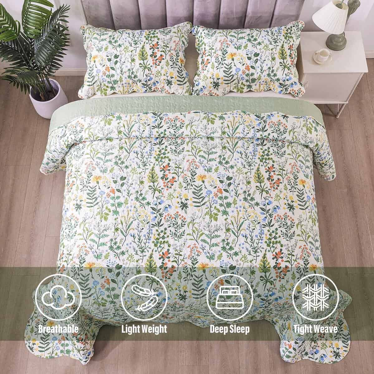 Juego de Colcha Floral Homcosan Tamaño King - Colcha - Imagen 6