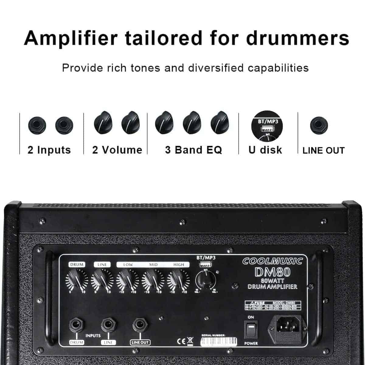 Amplificador de Monitor Personal Bluetooth Coolmusic DM80 - Imagen 6