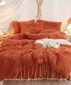 Juego de Funda Nórdica de Piel Sintética Color Naranja