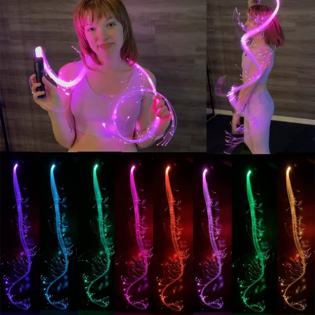 Látigo Espacial de Fibra Óptica LED Recargable con 10 - Imagen 5