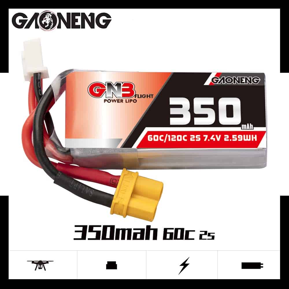 GAONENG 4pcs Batería LiPo GNB 2S 350mAh 7.4V 60C 120C con - Imagen 6