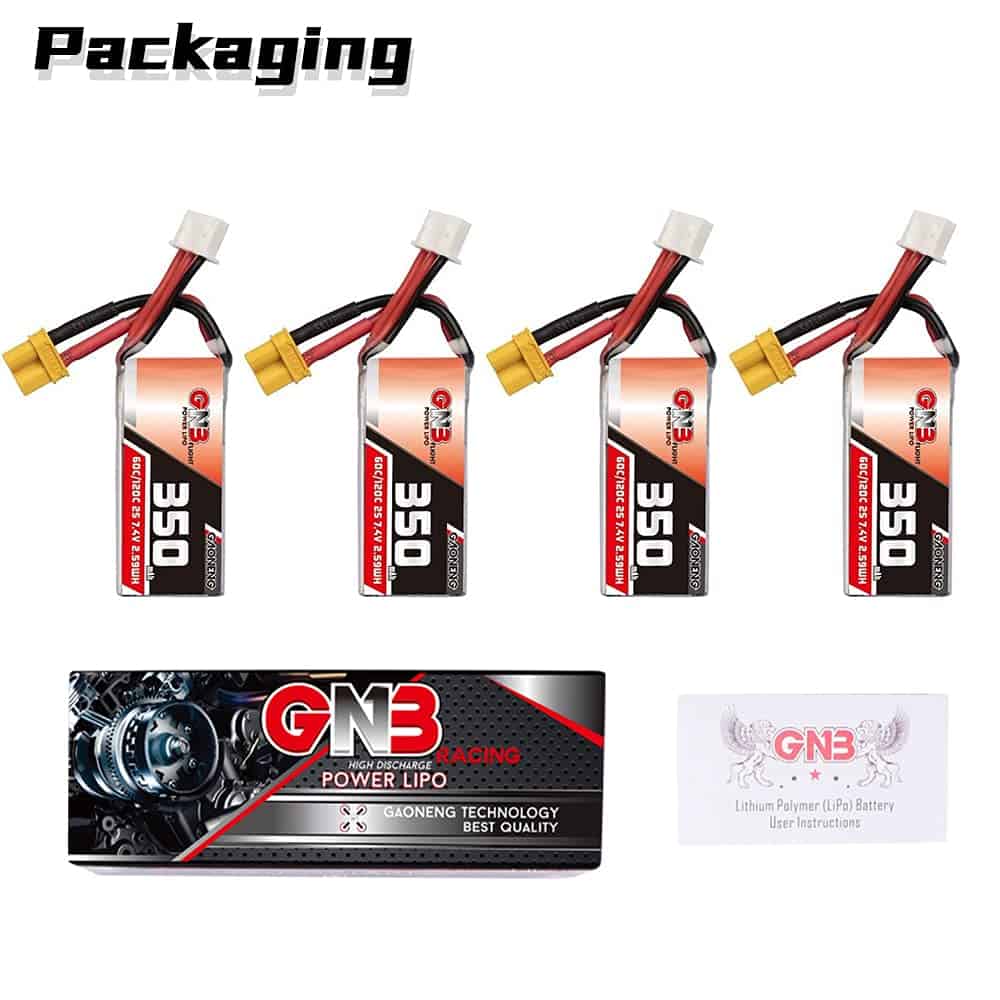 GAONENG 4pcs Batería LiPo GNB 2S 350mAh 7.4V 60C 120C con - Imagen 7