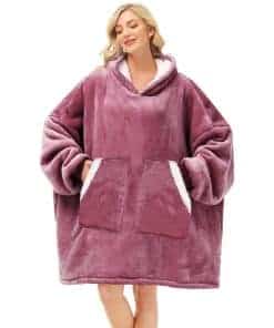 Manta con capucha grande Kipswiza de sherpa fleece gruesa