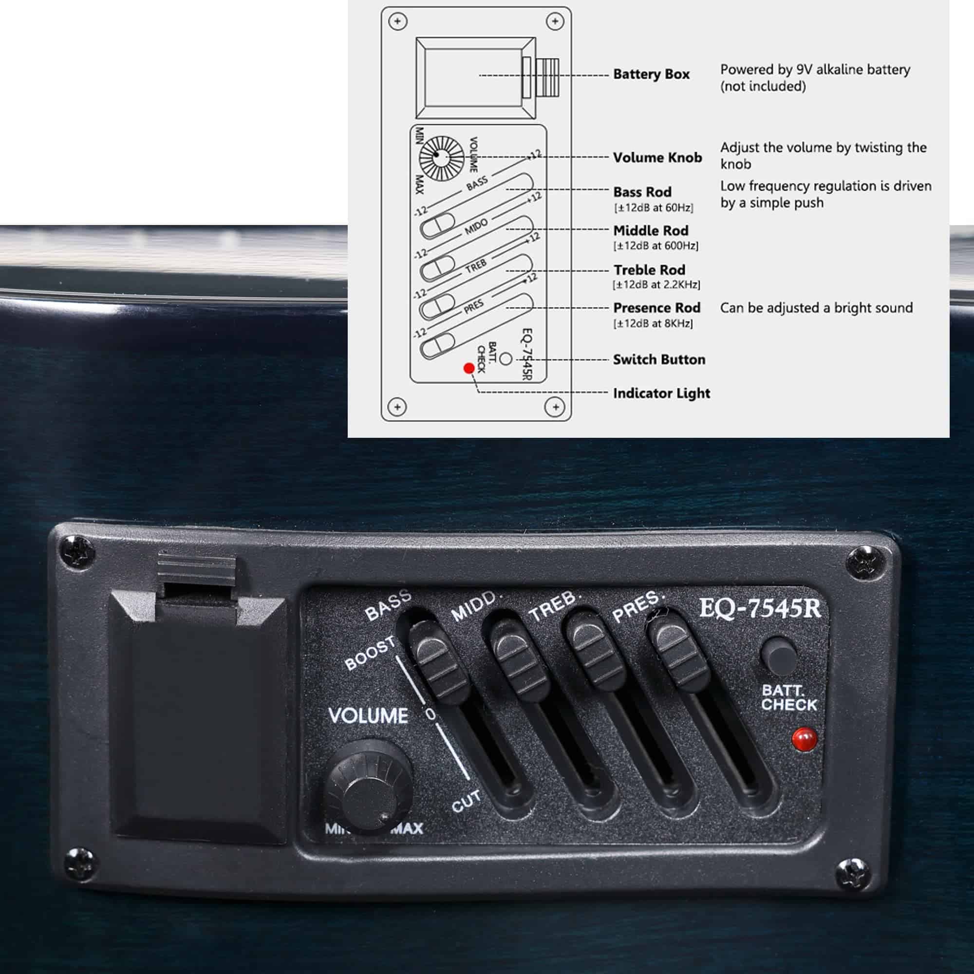 Guitarra Clásica Eléctrica WINZZ AC309CE de 39 Pulgadas con - Imagen 6