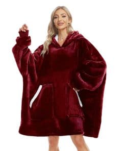 Manta con capucha súper suave y cálida Kipswiza en vino