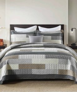 Colcha Queen Size 100% Algodón Gris Negro Marrón, Edredones