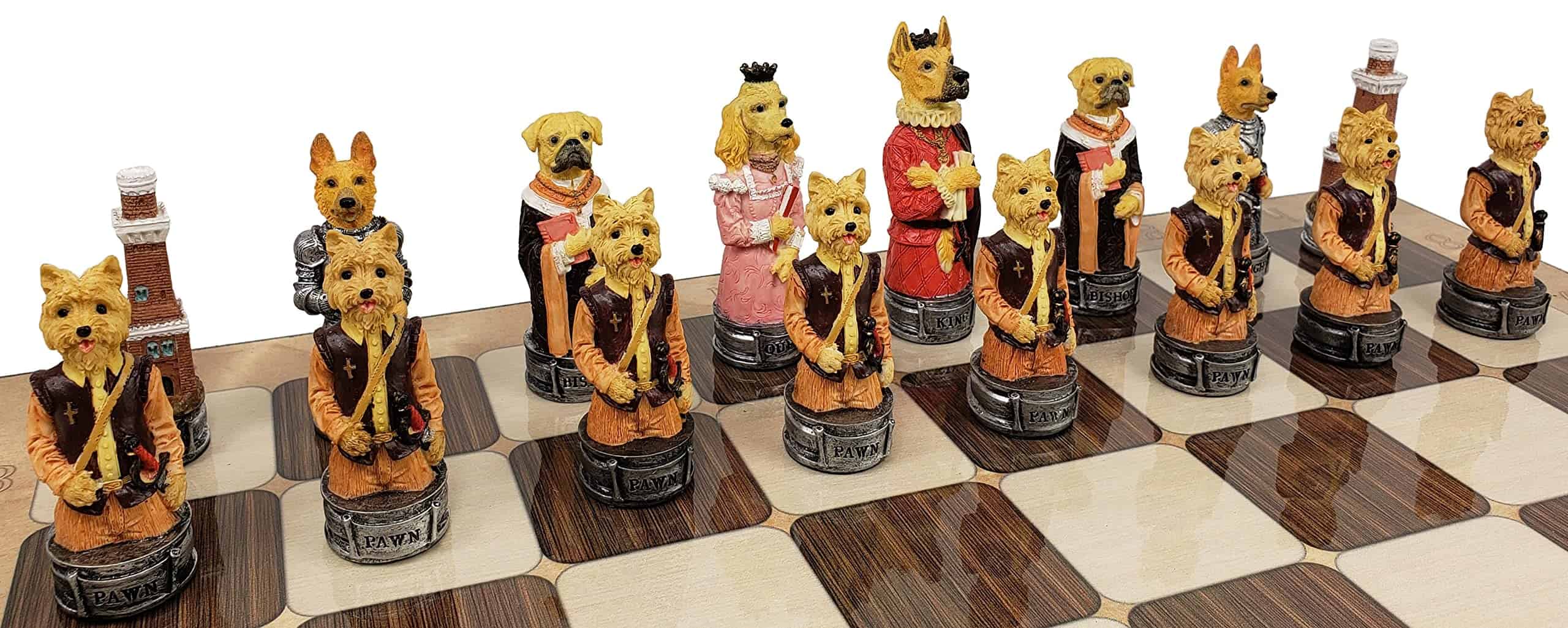 Juego de Ajedrez Hombres Gatos vs Perros Real - Pintado a - Imagen 7