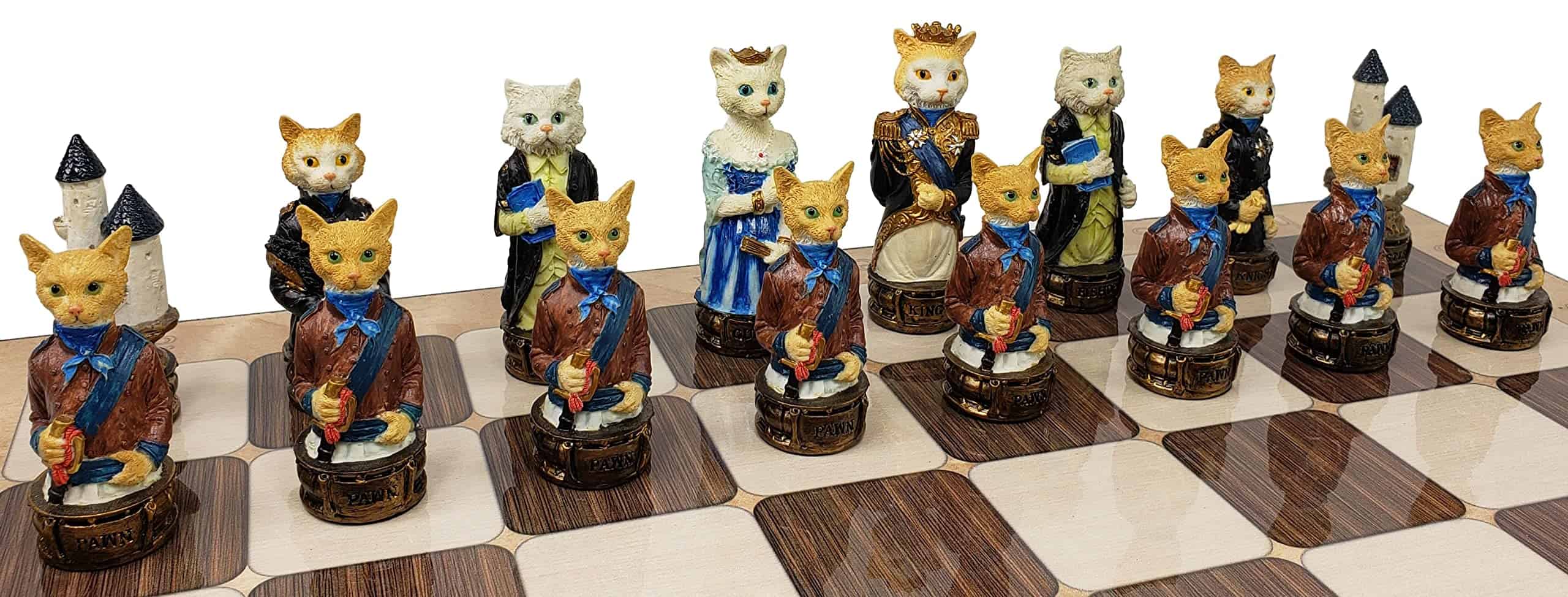 Juego de Ajedrez Hombres Gatos vs Perros Real - Pintado a - Imagen 6