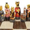Juego de Ajedrez Hombres Gatos vs Perros Real - Pintado a