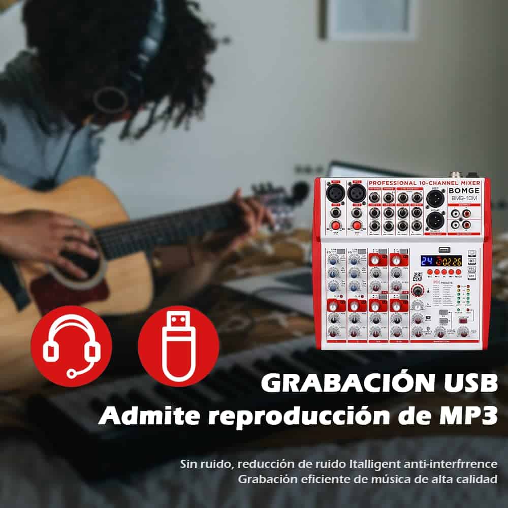 Mezcladora de sonido BOMGE de 10 entradas con - Imagen 5