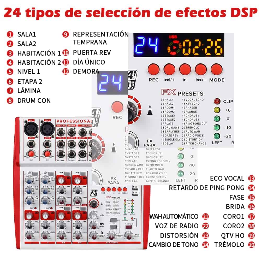Mezcladora de sonido BOMGE de 10 entradas con - Imagen 7