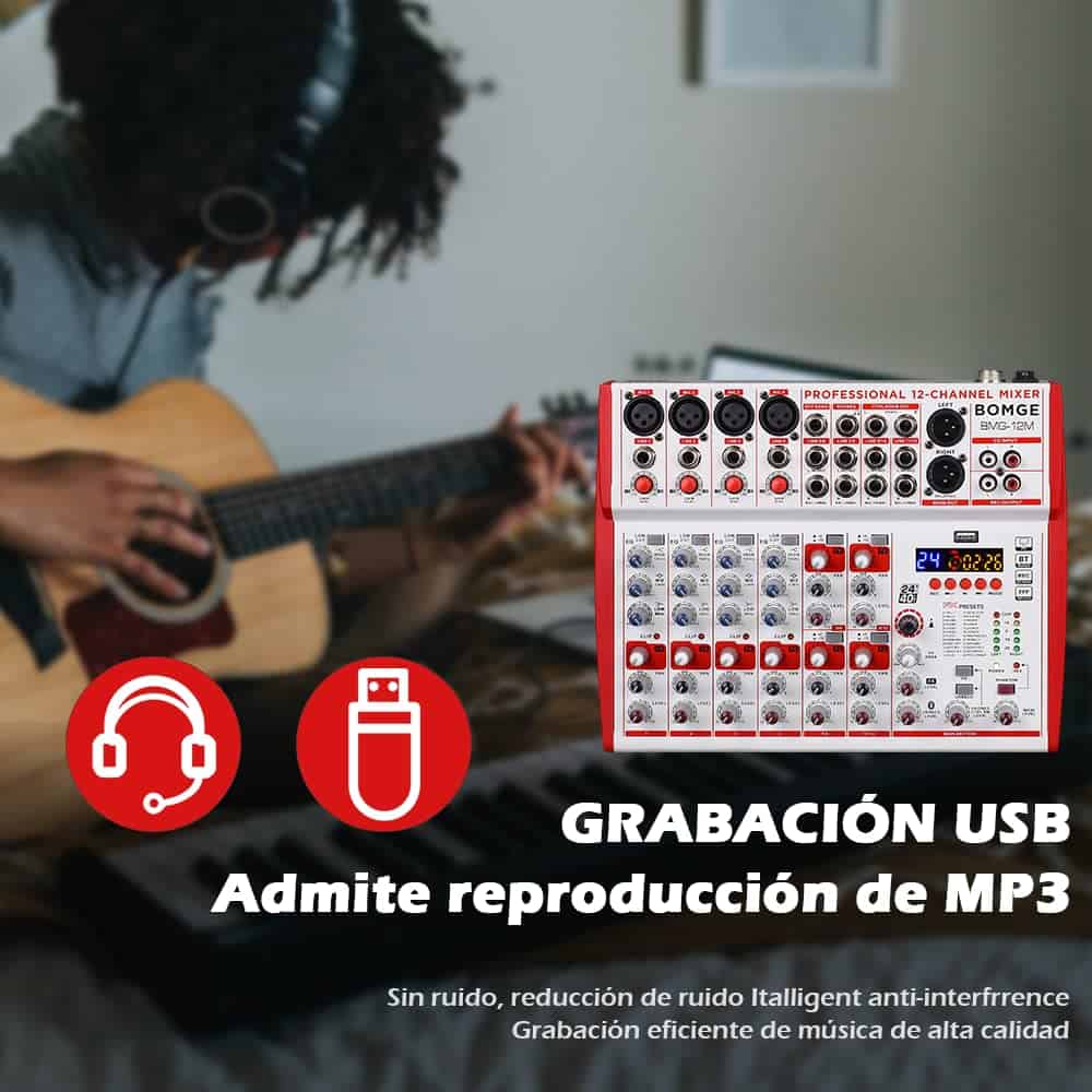 Mezcladora de sonido BOMGE de 12 canales con - Imagen 4