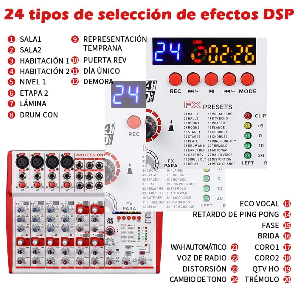 Mezcladora de sonido BOMGE de 12 canales con - Imagen 6