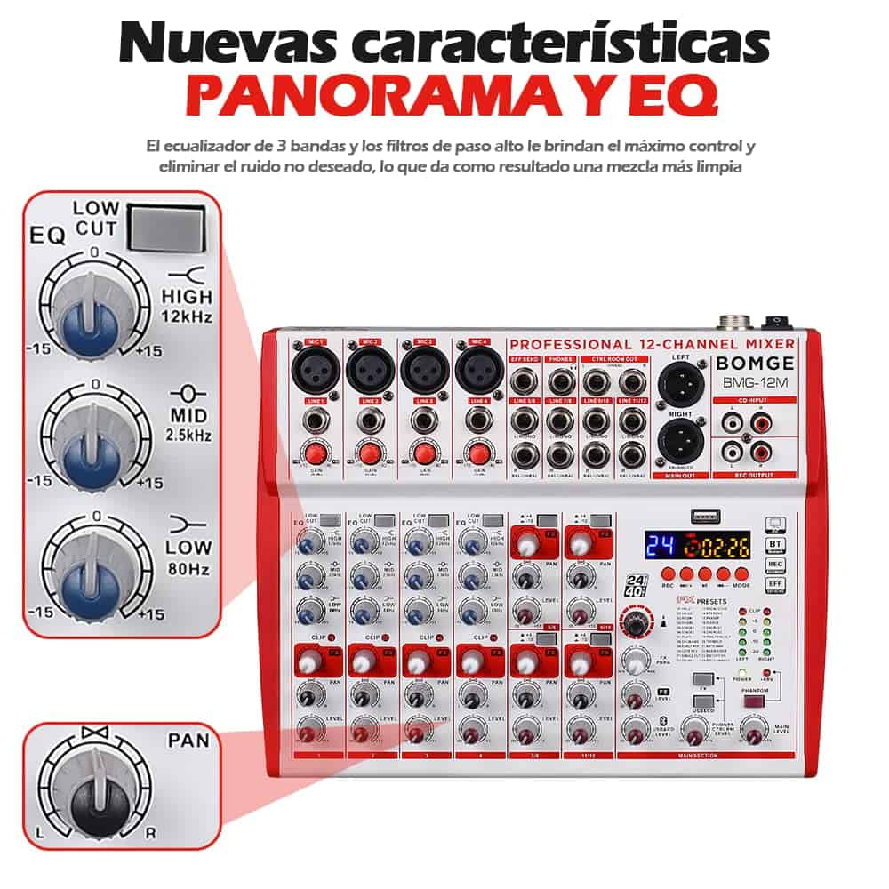 Mezcladora de sonido BOMGE de 12 canales con - Imagen 8