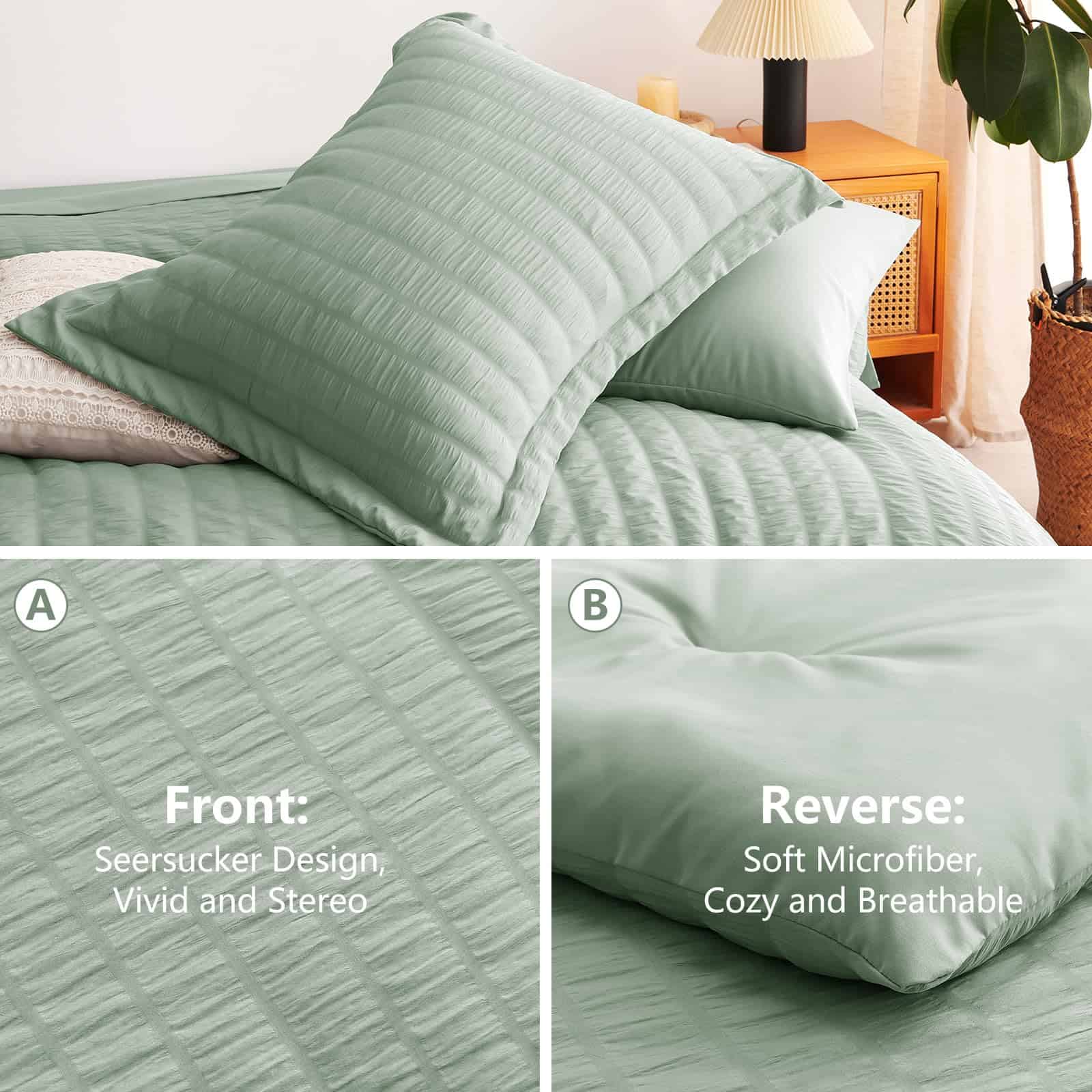 Juego de edredón completo CozyLux con sábanas verde salvia - Imagen 6