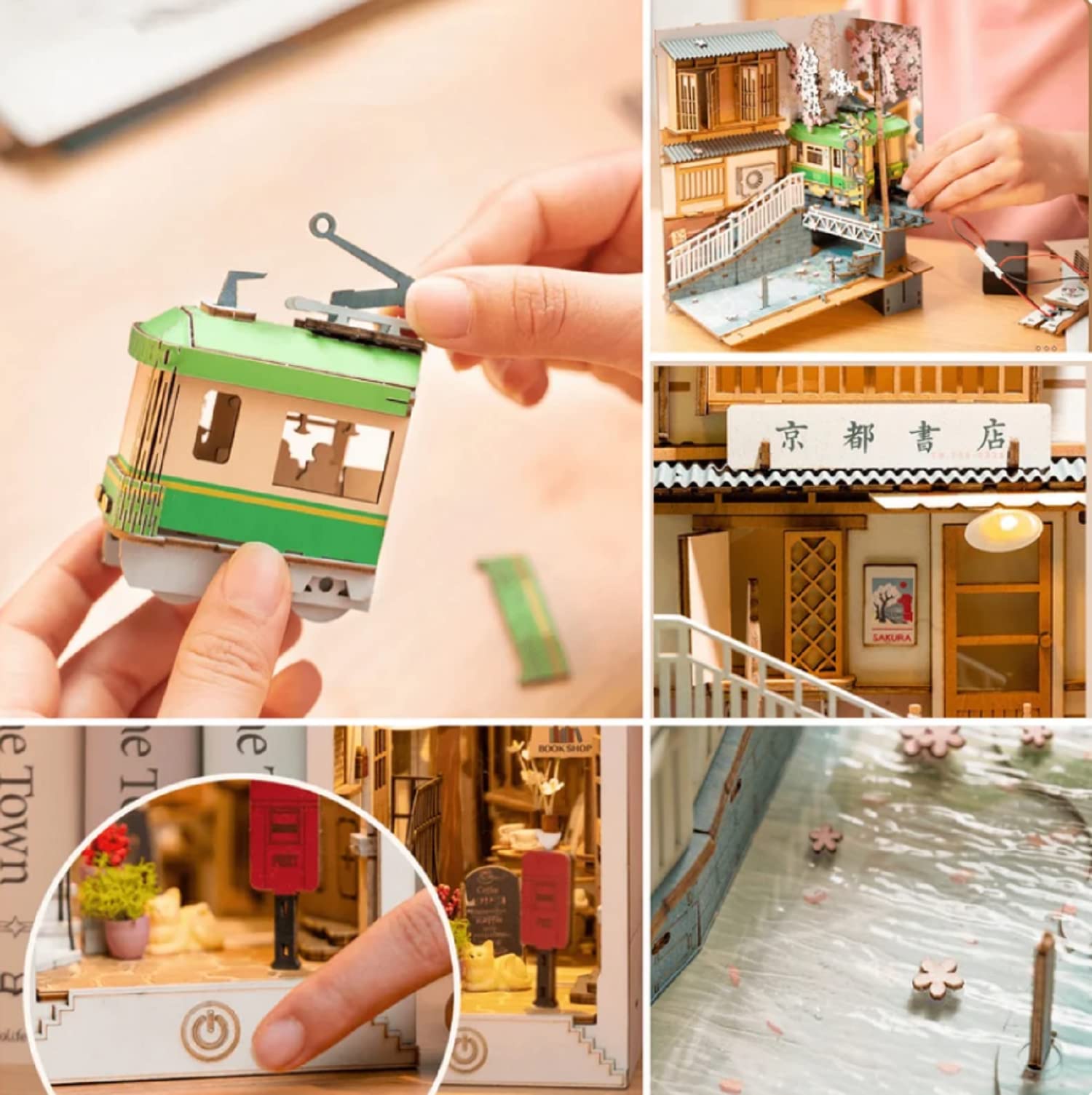 Kit DIY Rolife Book Nook Sakura Densya, Kit Miniatura - Imagen 7