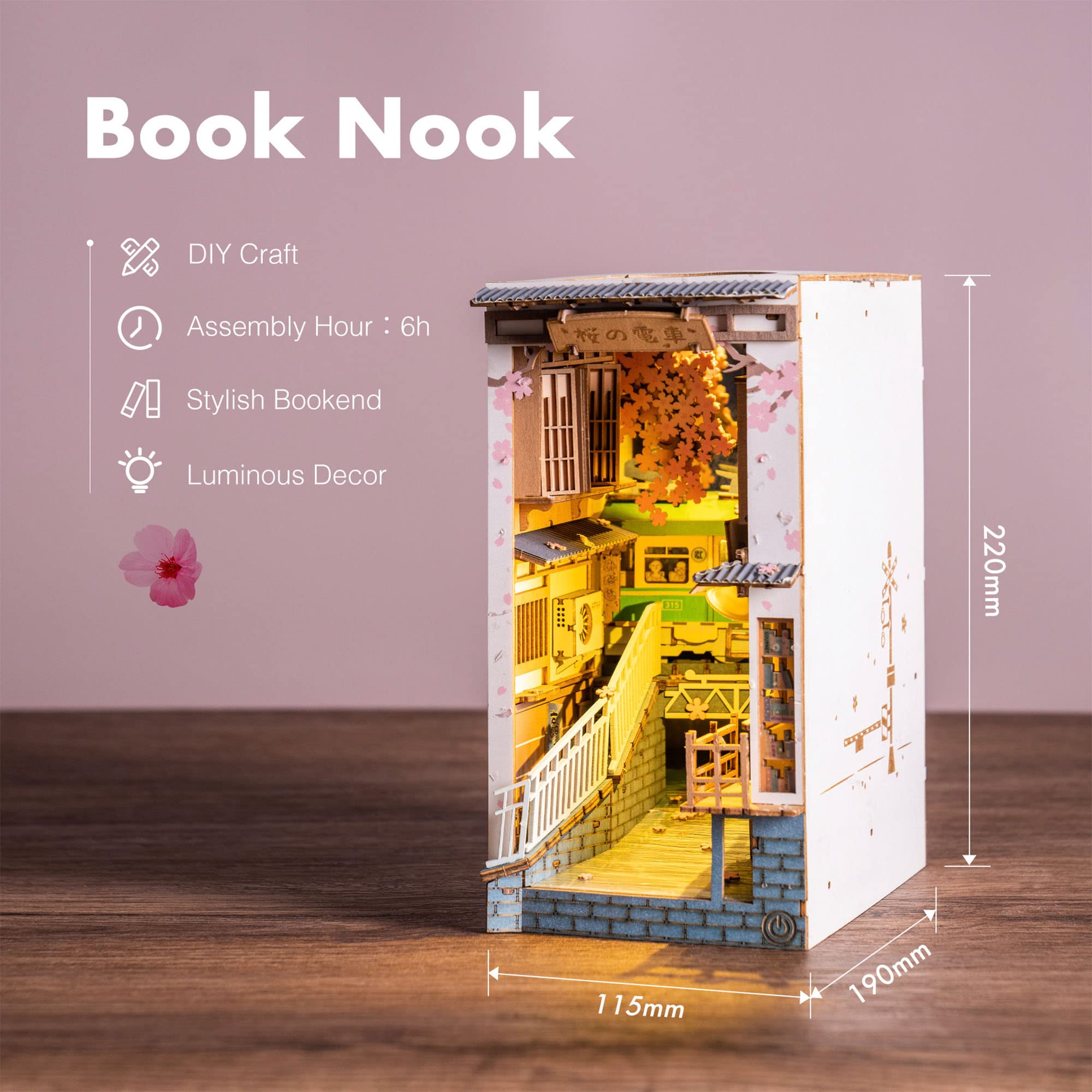 Kit DIY Rolife Book Nook Sakura Densya, Kit Miniatura - Imagen 6
